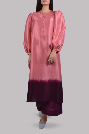 Chateau Rose Grape Wine Ombre Raw Silk Tunic Set