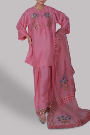 Peony Pink Raw Silk Set