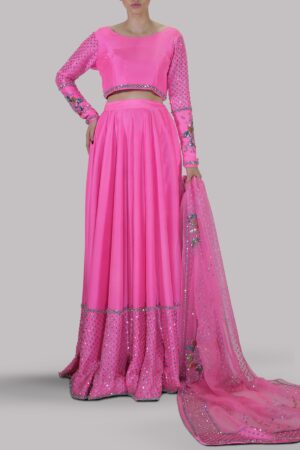 Pink Carnation Embellished Lehenga Choli Set
