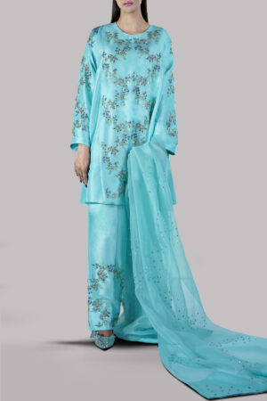 Limpet Shell Embellished Raw Silk Set