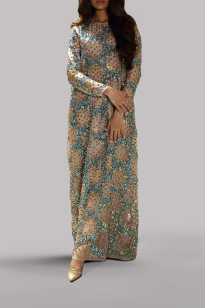 Cameo Rose Crystal Embellished Organza Maxi Dress