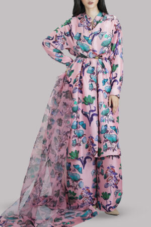 Crystal Rose Printed Raw Silk Set