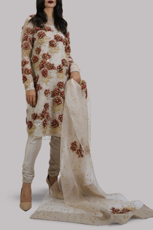 French Oak Embellished Organza Silk Set