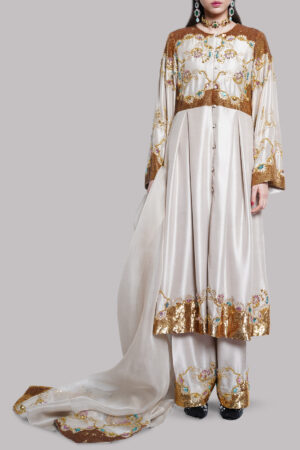 French Oak Embellished Raw Silk Set