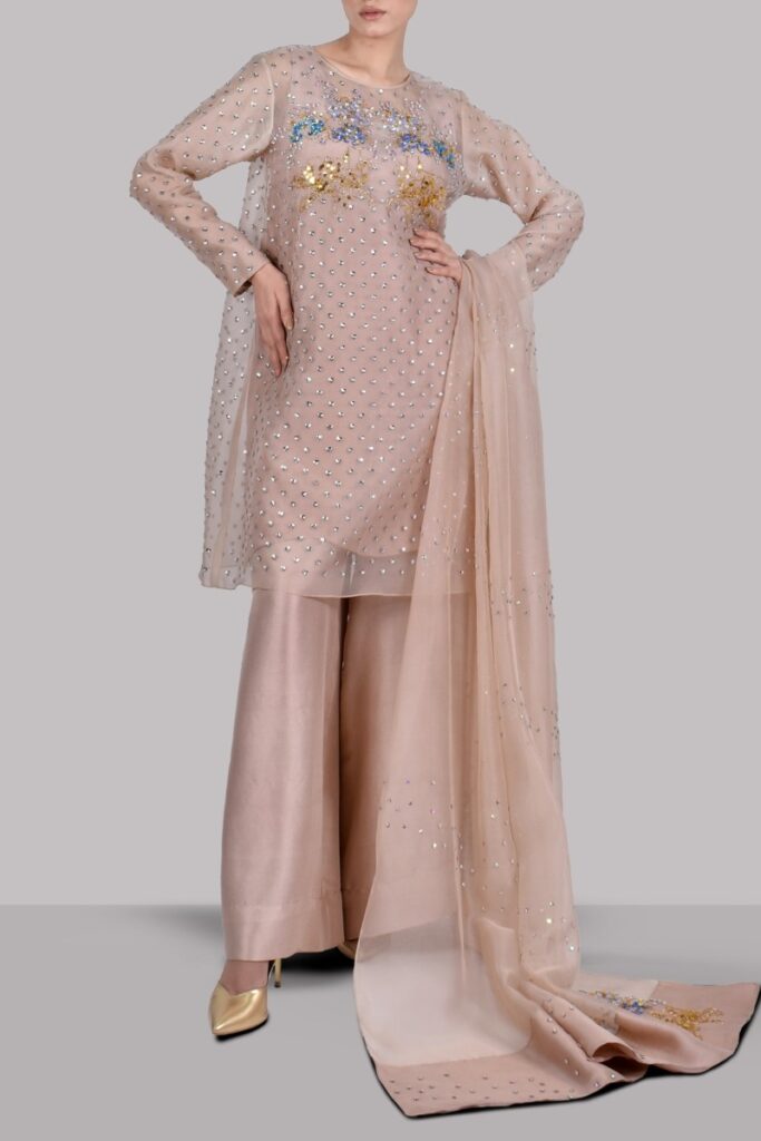 Cameo Rose Embellished Organza Set 