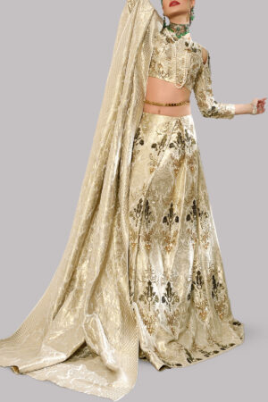 Ivory Gold Lehenga Choli Embellished Set
