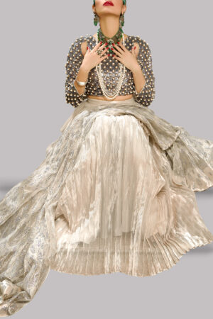Silver Embellished Skirt Set