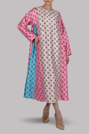 Rose Smoke, Plumeria and Scuba Blue Embellished Raw Silk Tunic