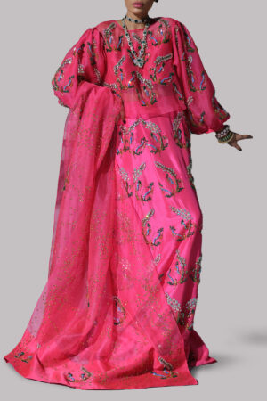 Camellia Rose Pink Embellished Skirt Set