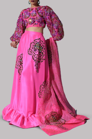 Fandango Pink Embellished Skirt Set
