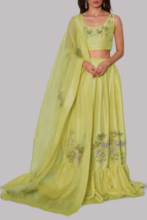 Illuminating Yellow Embellished Skirt Set