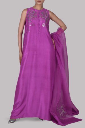 Byzantium Embellished Raw Silk Maxi