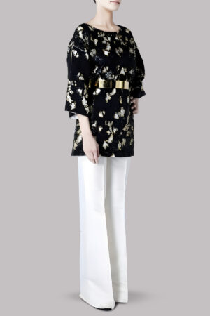 Black Embellished Tunic and Bootcut pants Set