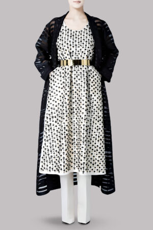 White Embellished Long Tunic Set