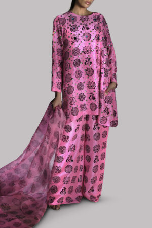 Azalea Pink Embellished Block Printed Set