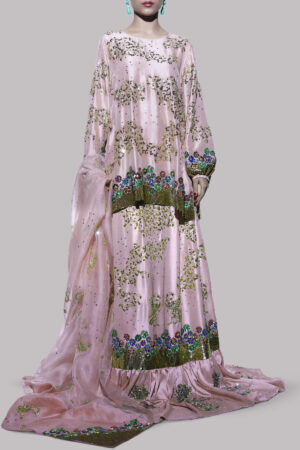 Coral Blush Embellished Skirt Set