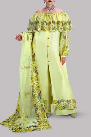 Lemon Verbena Off-Shoulder Embellished Set