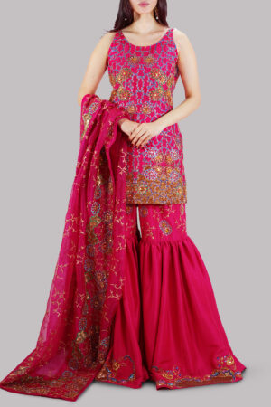 Virtual Pink Embellished Gharara Set